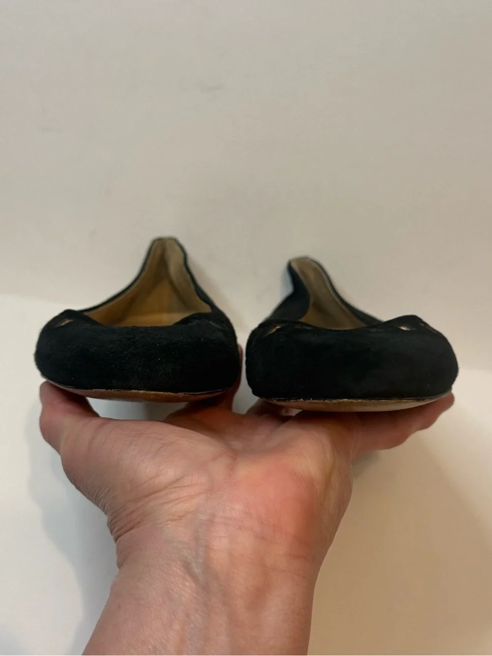J. Crew Nora Suede Black Cut Out Ballet Flats 6